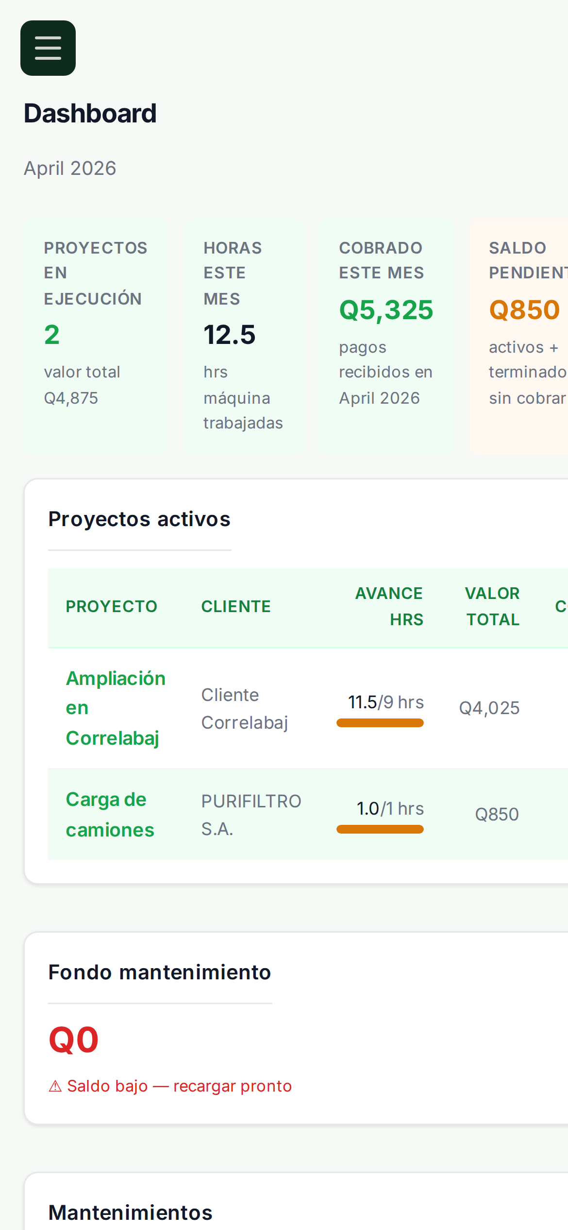 MaquiTrack en móvil